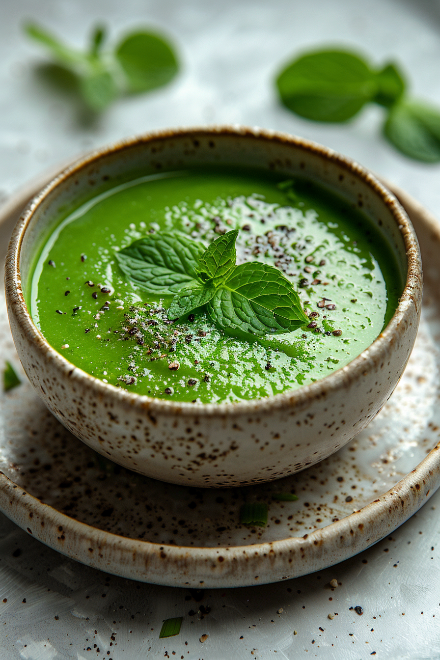 Recette soupe de petits pois à la menthe et au citron